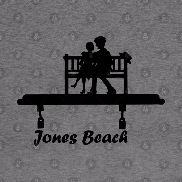 Jones Beach Art Deco Sign - Kids on a Bench by Mackabee Designs